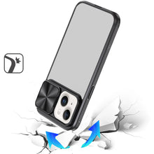 For iPhone 13/14 Case Rear Lens Sliding Cover Rugged Hybrid + Tempered Glass