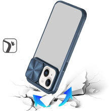 For iPhone 13/14 Case Rear Lens Sliding Cover Rugged Hybrid + Tempered Glass
