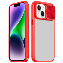 For iPhone 13/14 Case Rear Lens Sliding Cover Rugged Hybrid + Tempered Glass