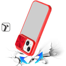 For iPhone 13/14 Case Rear Lens Sliding Cover Rugged Hybrid + Tempered Glass