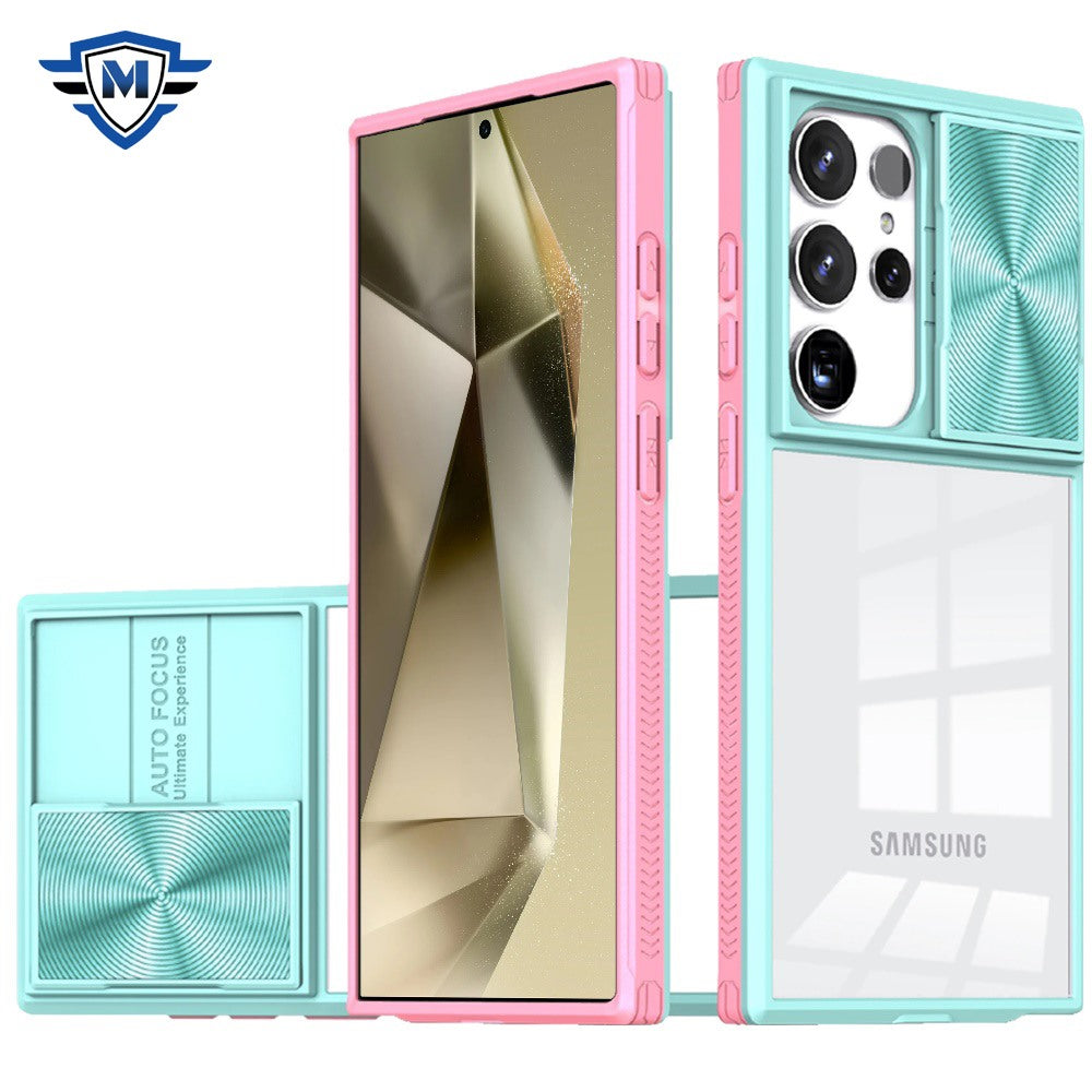 For Samsung Galaxy S24 Case Camera Lens Sliding Cover Rugged Hybrid Clear Back