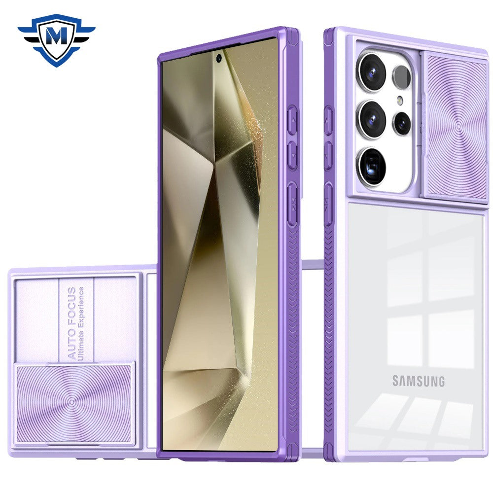 For Samsung Galaxy S24 Case Camera Lens Sliding Cover Rugged Hybrid Clear Back