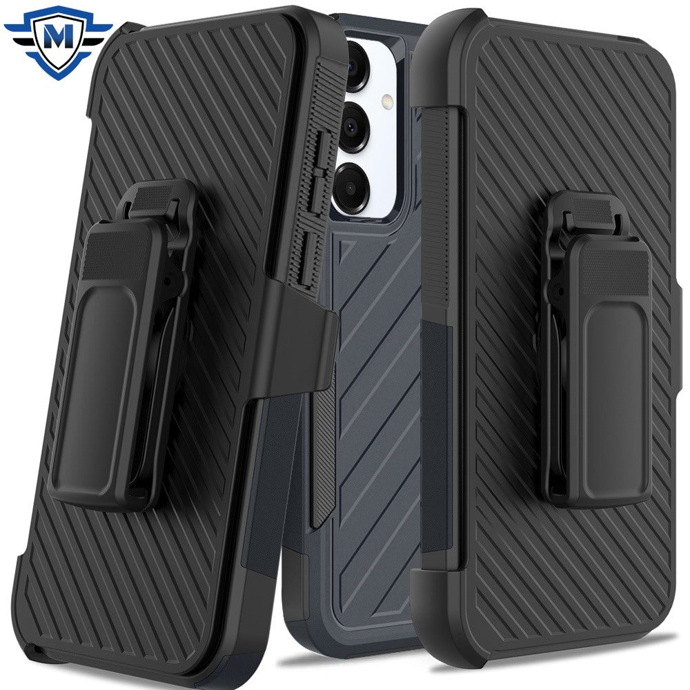 For Samsung A26 5G Case Heavy-Duty Lined Holster Phone Cover + Tempered Glass