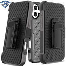 For iPhone 16 Plus 6.7in Case Heavy-Duty Lined Cover w/ Holster + Tempered Glass