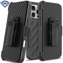 For iPhone 16 Pro 6.3in Case Heavy-Duty Lined Cover with Holster +Tempered Glass