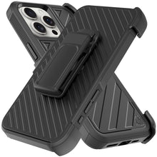 For iPhone 16 Pro 6.3in Case Heavy-Duty Lined Cover with Holster +Tempered Glass
