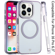 For iPhone 16 Pro 6.3in Case Trans-Clear with Metal Buttons + Tempered Glass