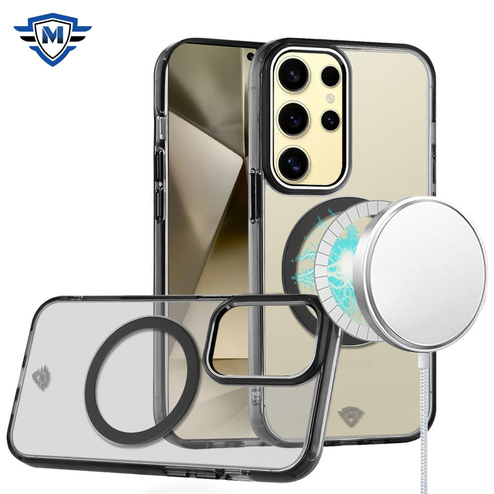 For Samsung Galaxy S24+ Plus Case Trans-Clear Metal Buttons Magnetic Charging