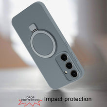 For Samsung Galaxy S24 Case Soft Liquid Silicone Metal Stand Magnetic Charging