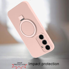 For Samsung Galaxy S24 Case Soft Liquid Silicone Metal Stand Magnetic Charging