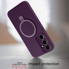 For Samsung Galaxy S24+ Plus Case Liquid Silicone Metal Stand Magnetic Charging