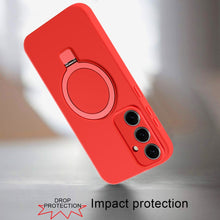 For Samsung Galaxy S24 Case Soft Liquid Silicone Metal Stand Magnetic Charging