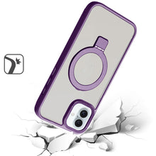 For iPhone 16 6.1inch Case Metal Ring Stand Magnetic Circle + Tempered Glass
