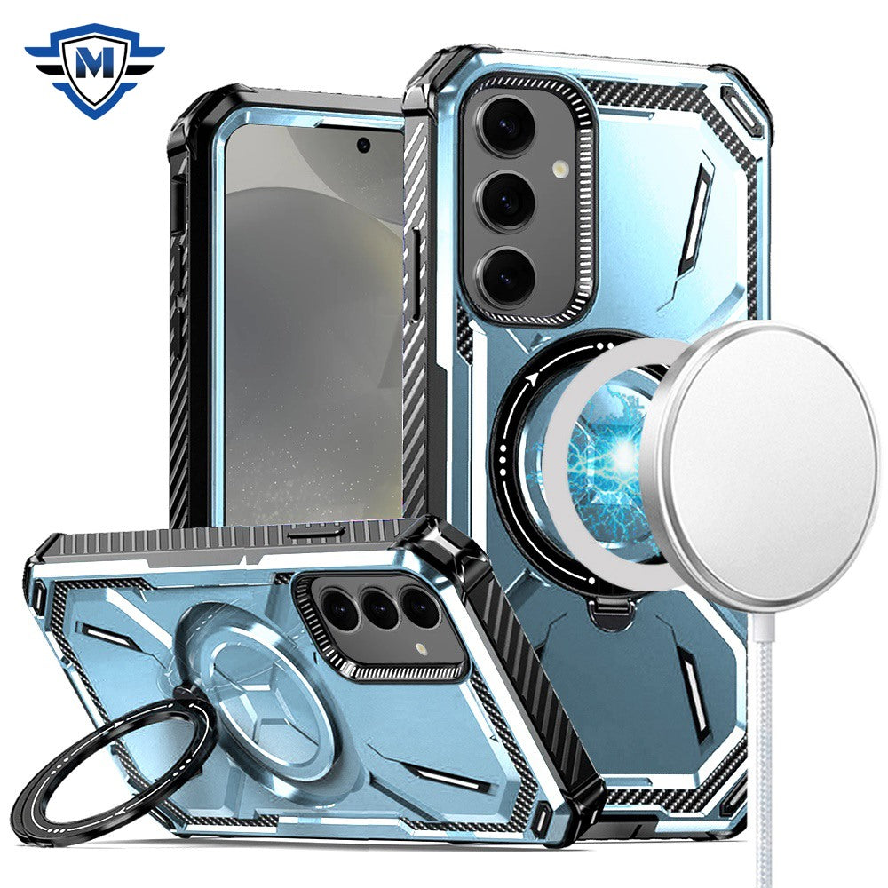 For Samsung Galaxy S24 Case Heavy-Duty Metal Ring Stand Magnetic Charging Cover