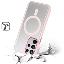 For Samsung Galaxy S24 Case Metal Buttons Clear Back Magnetic Charging Cover