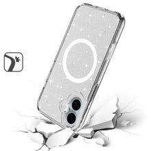 For iPhone 16 Plus 6.7in Case Glitter Translucent Magnet Circle + Tempered Glass