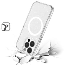 For iPhone 16 Pro 6.3in Case Glitter Translucent Magnetic Circle +Tempered Glass