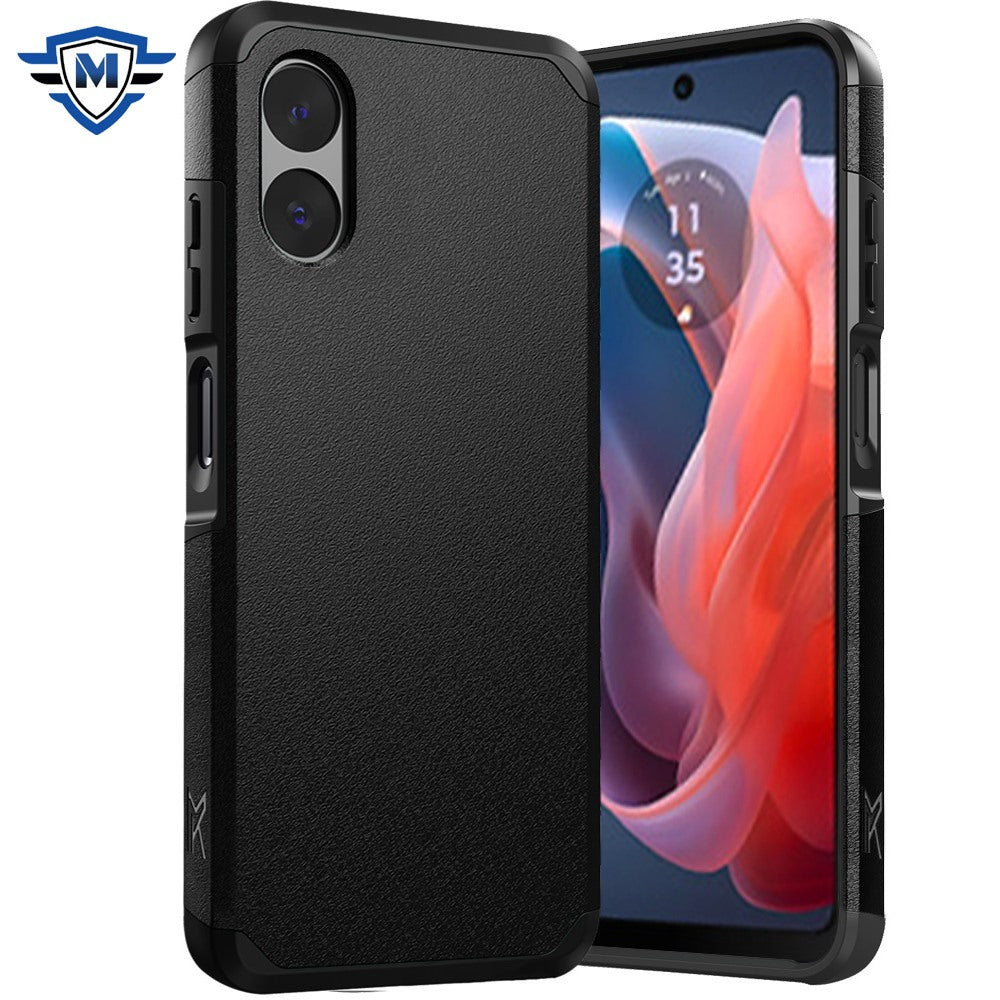 For Moto G Play 2024 Case Dual Layer Shockproof Phone Cover + Tempered Glass
