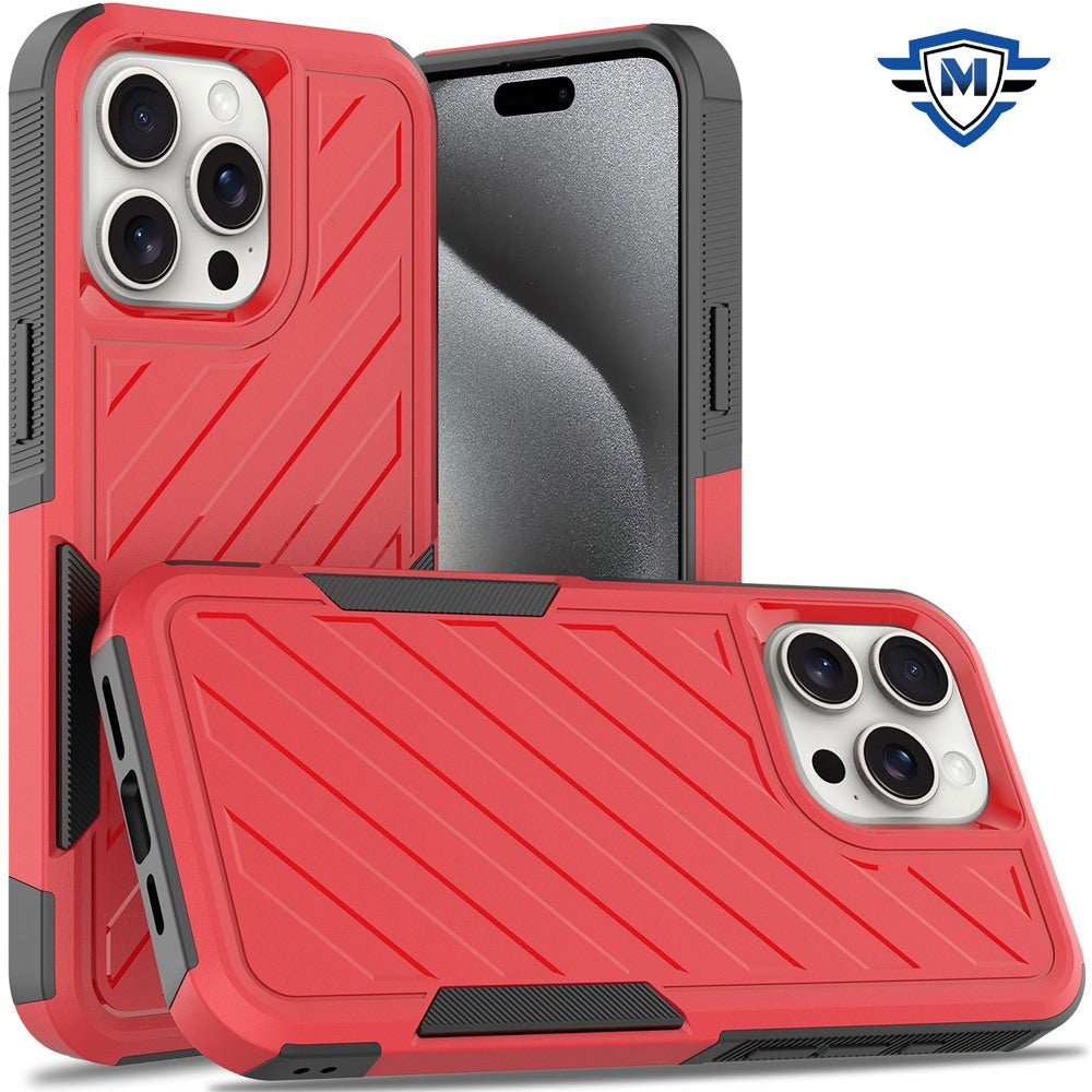For iPhone 15 Pro Max Case Shockproof Dual Layer Lined Cover + 2 Tempered Glass