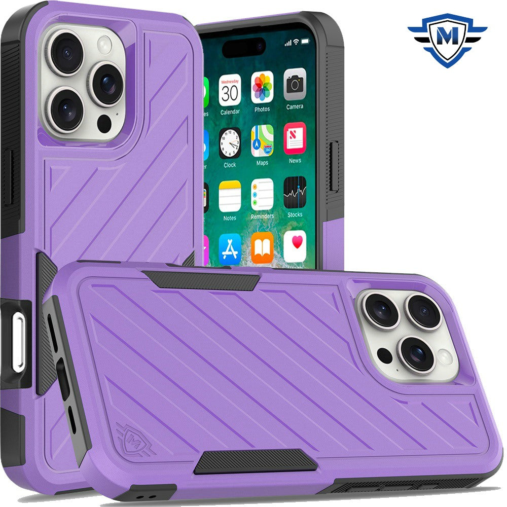 For iPhone 16 PRO MAX Case Shockproof Dual Layer Lined Cover + Tempered Glass