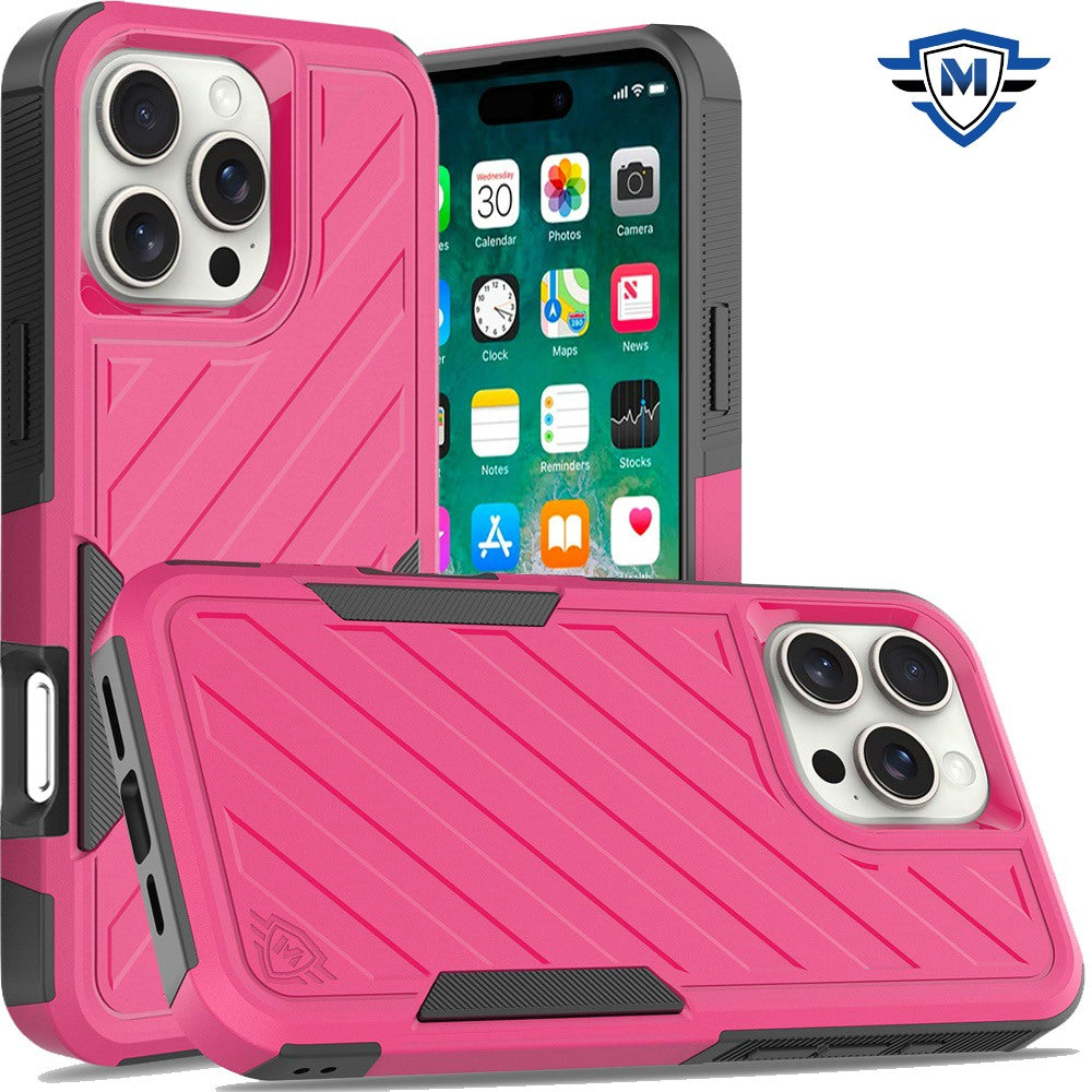 For iPhone 16 PRO MAX Case Shockproof Dual Layer Lined Cover + Tempered Glass