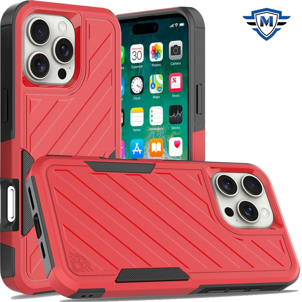 For iPhone 16 PRO MAX Case Shockproof Dual Layer Lined Cover + Tempered Glass