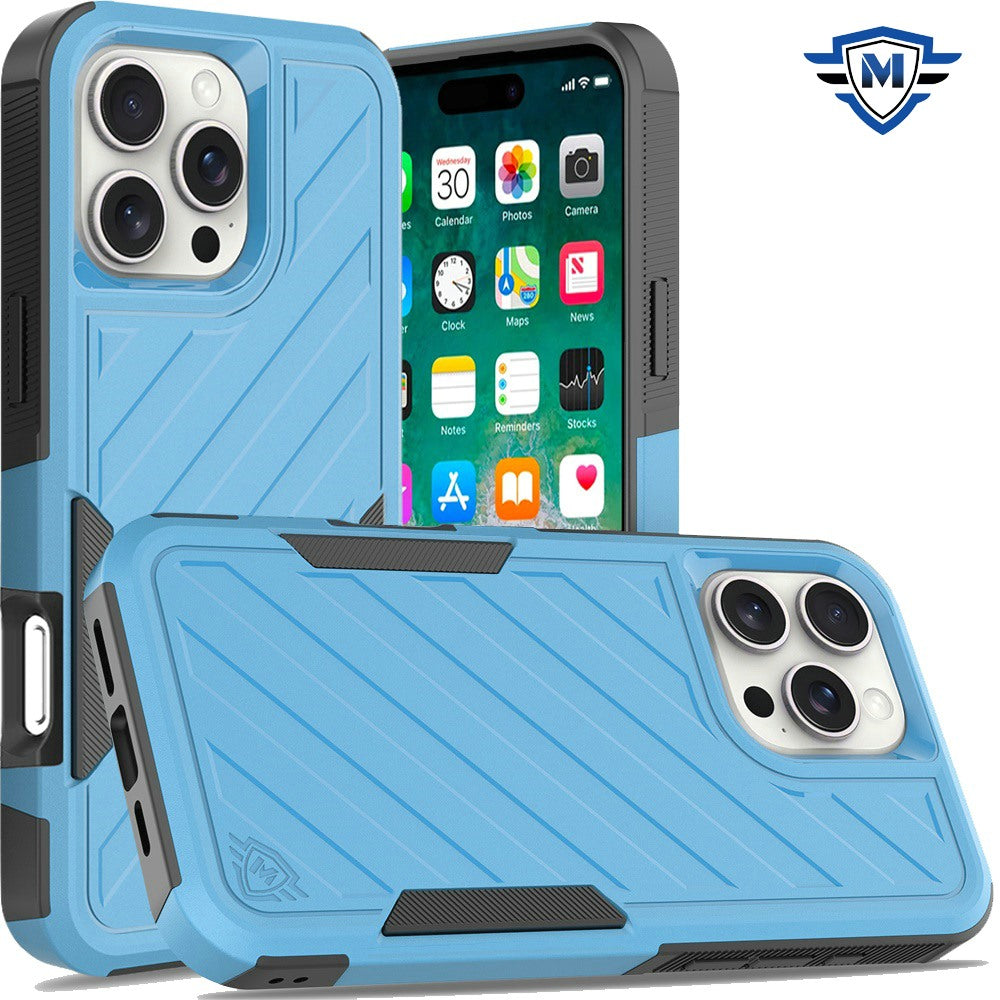For iPhone 16 PRO MAX Case Shockproof Dual Layer Lined Cover + Tempered Glass