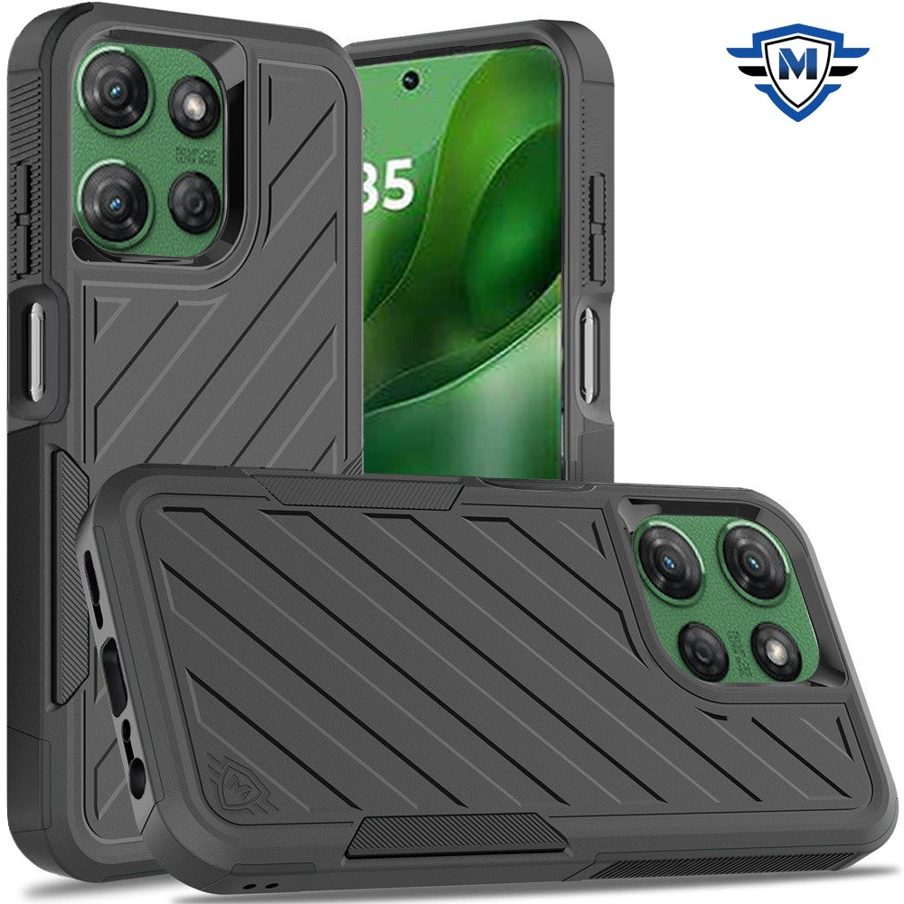 For Moto G Power 2025 Case Shockproof Dual Layer Lined Cover + Tempered Glass