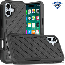 For iPhone 16 Plus 6.7in Case Shockproof Dual Layer Lined Cover + Tempered Glass