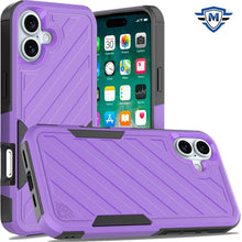 For iPhone 16 Plus 6.7in Case Shockproof Dual Layer Lined Cover + Tempered Glass