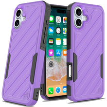 For iPhone 16 Plus 6.7in Case Shockproof Dual Layer Lined Cover + Tempered Glass