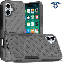 For iPhone 16 Plus 6.7in Case Shockproof Dual Layer Lined Cover + Tempered Glass