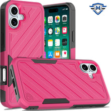 For iPhone 16 Plus 6.7in Case Shockproof Dual Layer Lined Cover + Tempered Glass
