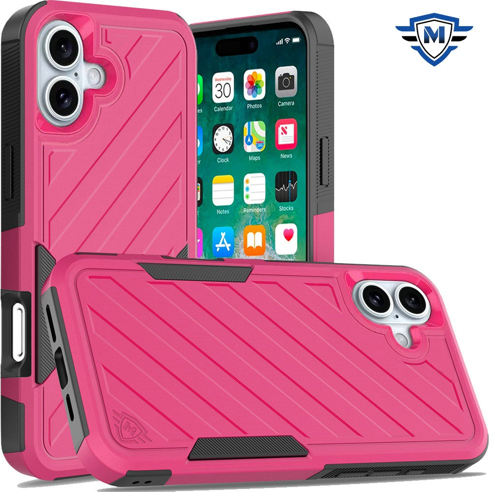 For iPhone 16 Plus 6.7in Case Shockproof Dual Layer Lined Cover + Tempered Glass