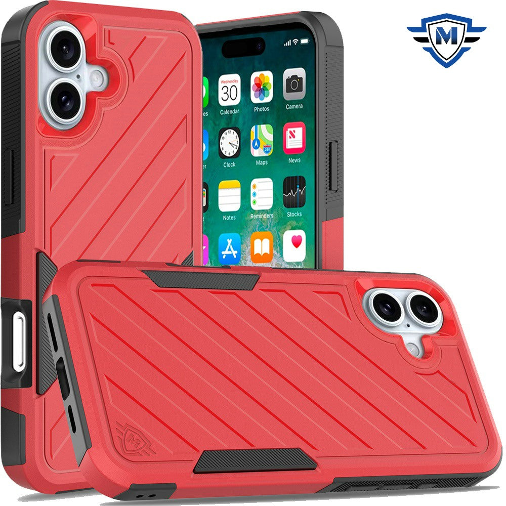 For iPhone 16 Plus 6.7in Case Shockproof Dual Layer Lined Cover + Tempered Glass