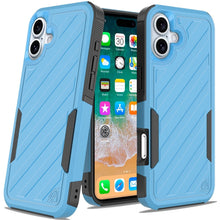 For iPhone 16 Plus 6.7in Case Shockproof Dual Layer Lined Cover + Tempered Glass