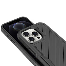 For iPhone 12/12 Pro Case Shockproof Dual Layer Lined Cover + Tempered Glass
