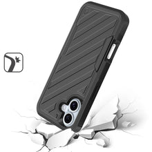 For iPhone 16 6.1inch Case Shockproof Dual Layer Lined Cover + Tempered Glass
