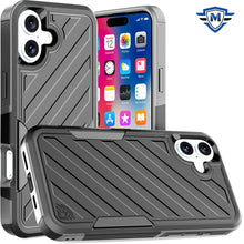 For iPhone 16 6.1inch Case Shockproof Dual Layer Lined Cover + Tempered Glass