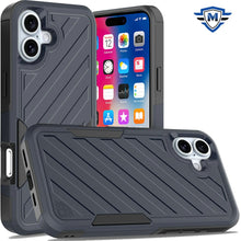 For iPhone 16 6.1inch Case Shockproof Dual Layer Lined Cover + Tempered Glass