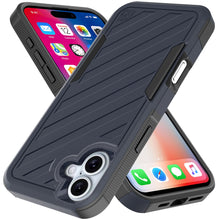 For iPhone 16 6.1inch Case Shockproof Dual Layer Lined Cover + Tempered Glass