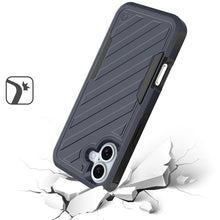 For iPhone 16 6.1inch Case Shockproof Dual Layer Lined Cover + Tempered Glass