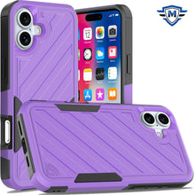 For iPhone 16 6.1inch Case Shockproof Dual Layer Lined Cover + Tempered Glass