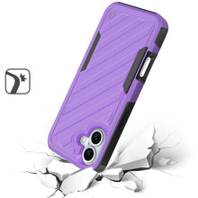 For iPhone 16 6.1inch Case Shockproof Dual Layer Lined Cover + Tempered Glass