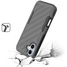 For iPhone 16 6.1inch Case Shockproof Dual Layer Lined Cover + Tempered Glass