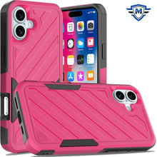 For iPhone 16 6.1inch Case Shockproof Dual Layer Lined Cover + Tempered Glass