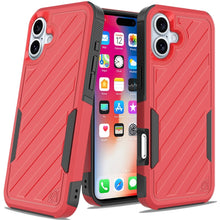 For iPhone 16 6.1inch Case Shockproof Dual Layer Lined Cover + Tempered Glass