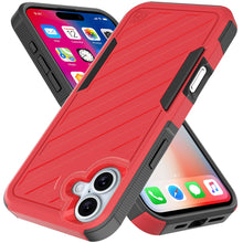 For iPhone 16 6.1inch Case Shockproof Dual Layer Lined Cover + Tempered Glass