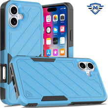 For iPhone 16 6.1inch Case Shockproof Dual Layer Lined Cover + Tempered Glass