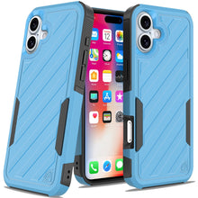 For iPhone 16 6.1inch Case Shockproof Dual Layer Lined Cover + Tempered Glass